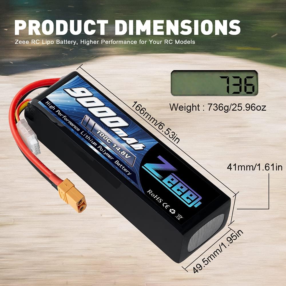 9000mAh 14.8V 100C Soft Case Battery XT90 Connector with Metal Plates 2 Pack J13641