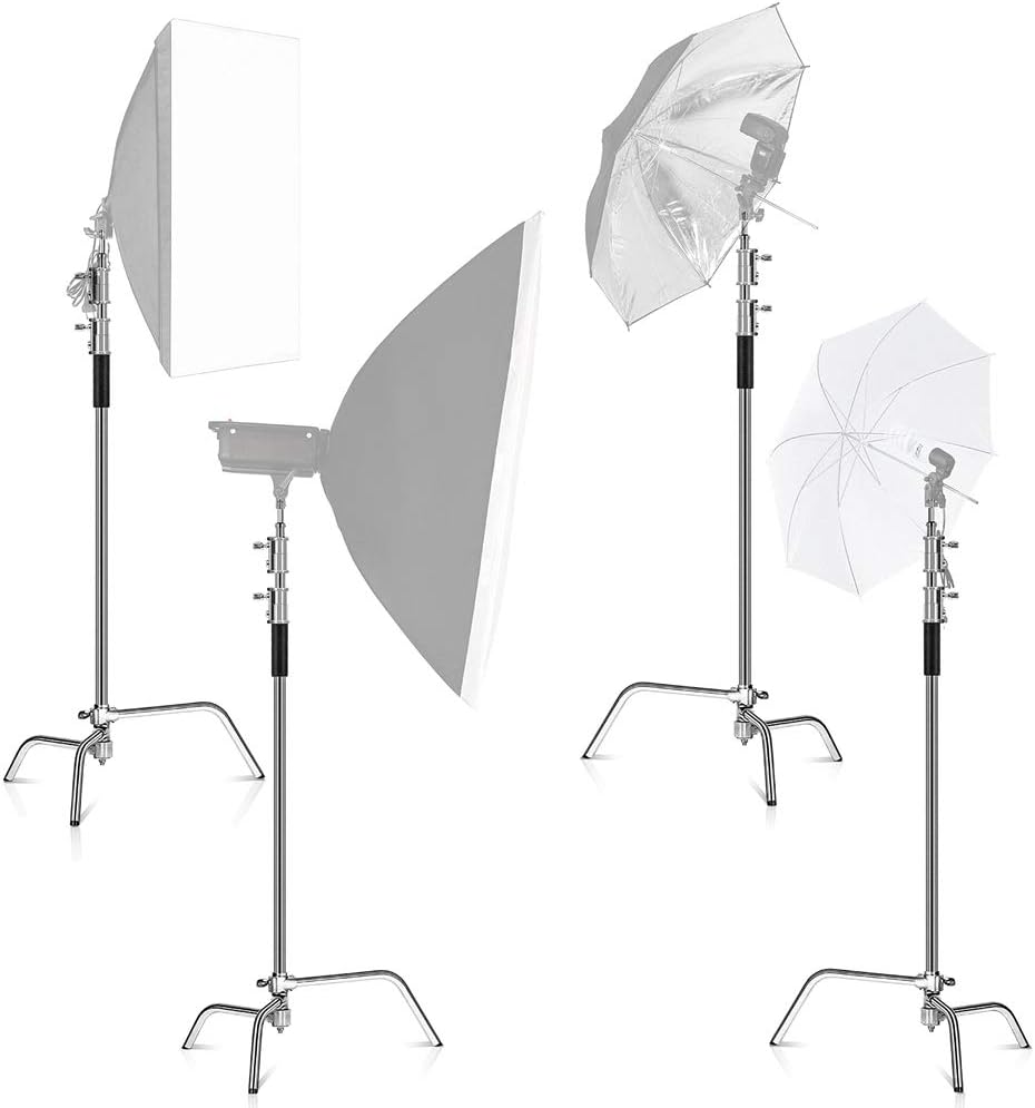 10ft Light Stand C-Stand on Turtle Base with 4ft Extension Boom Arm & 2 Pieces Grip Head M3578