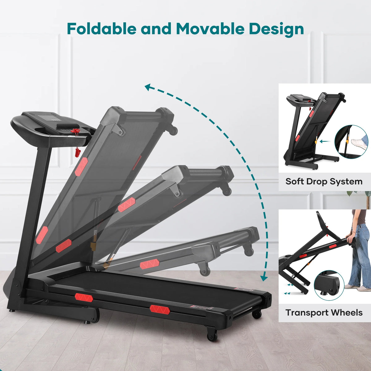 17 Wide Electric Folding Treadmill with Auto Incline S2019