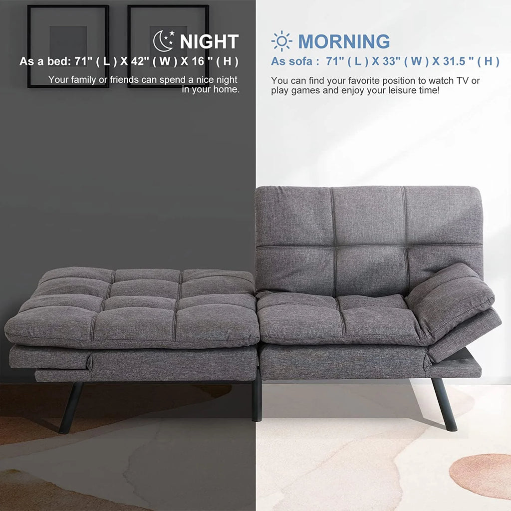 Memory Foam Futon Sofa Bed with Removable Armrests F832