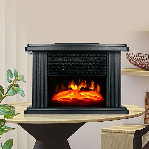 Black Electric Tabletop Fireplace Heater 1000W S88442