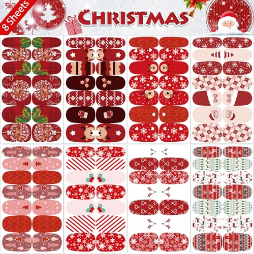 16 Sheets Holiday Nail Wraps Stickers with 2 Pcs Nail Files G2755