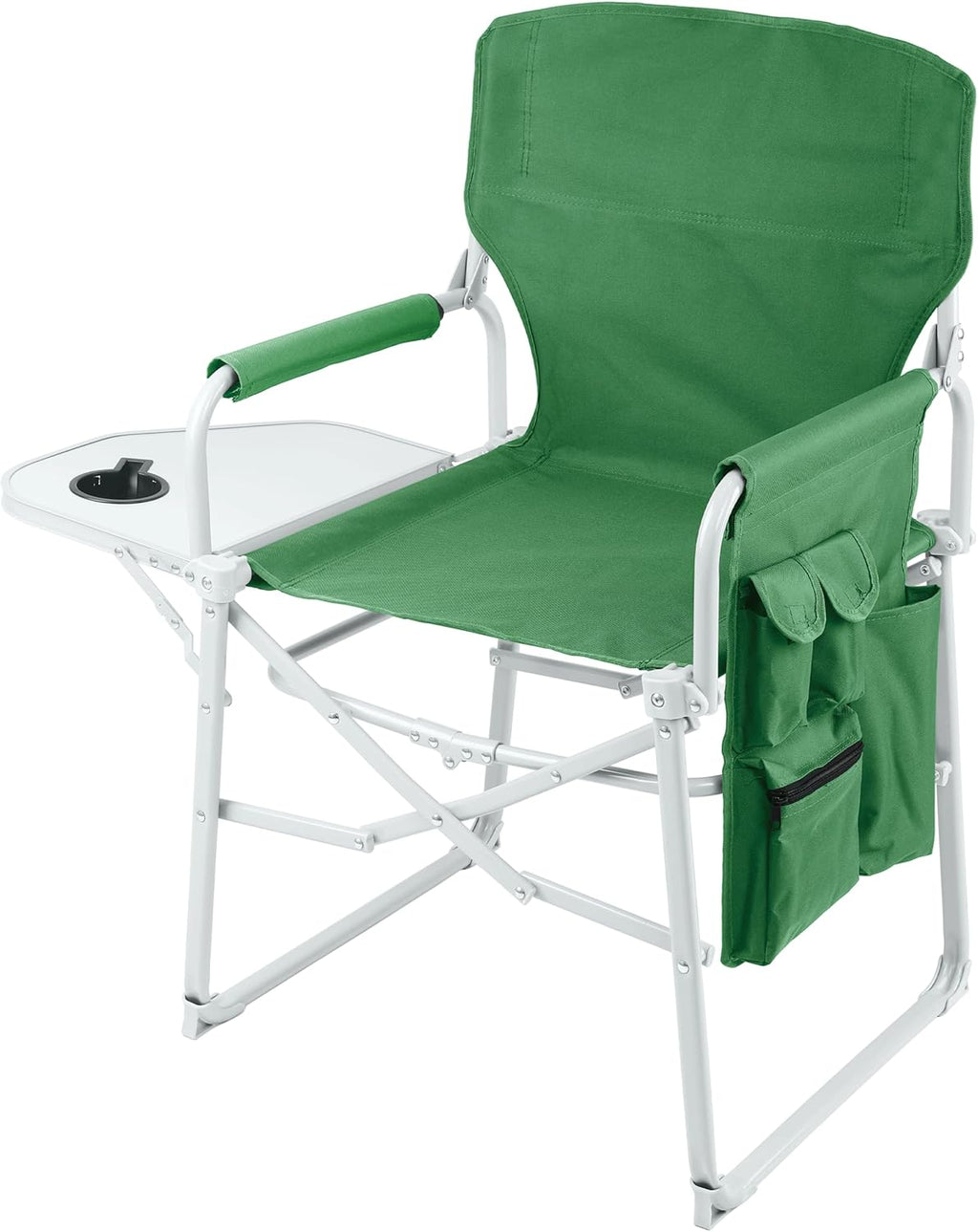 Steel Frame Director’s Chair with Attached Table Lightweight Folding Outdoor Chair W210819