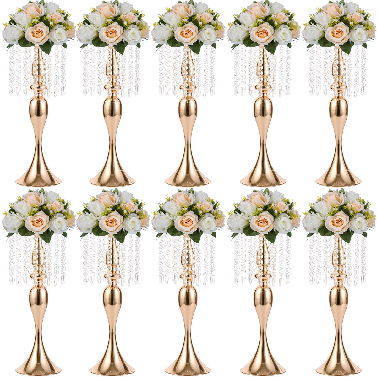 10 Pcs 21.3 Inches Tall Crystal Metal Vase I8102