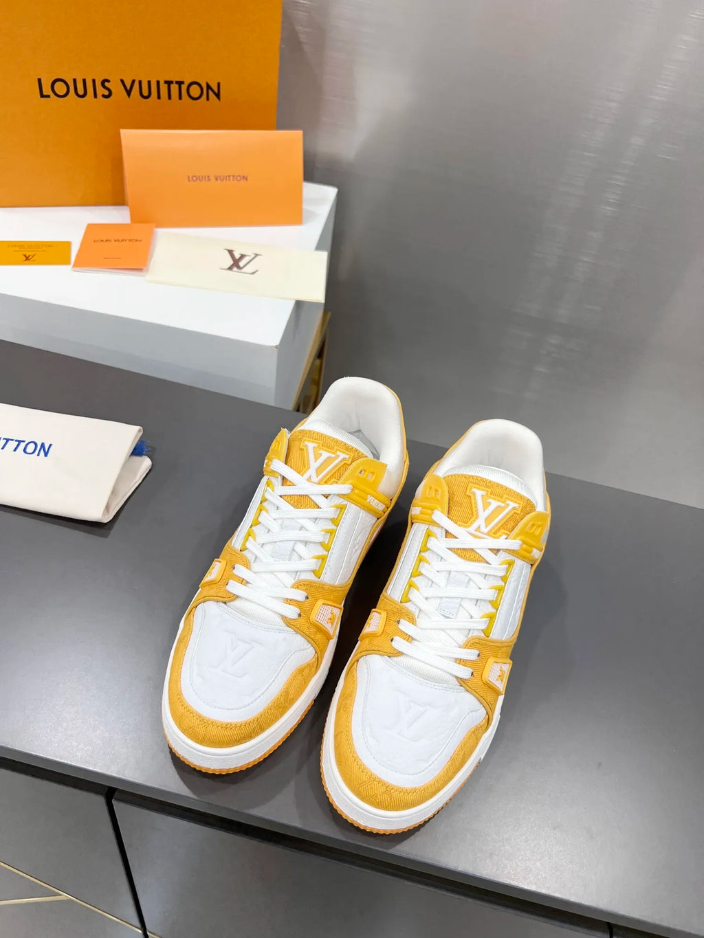 Yellow Leather Low Trainers R524