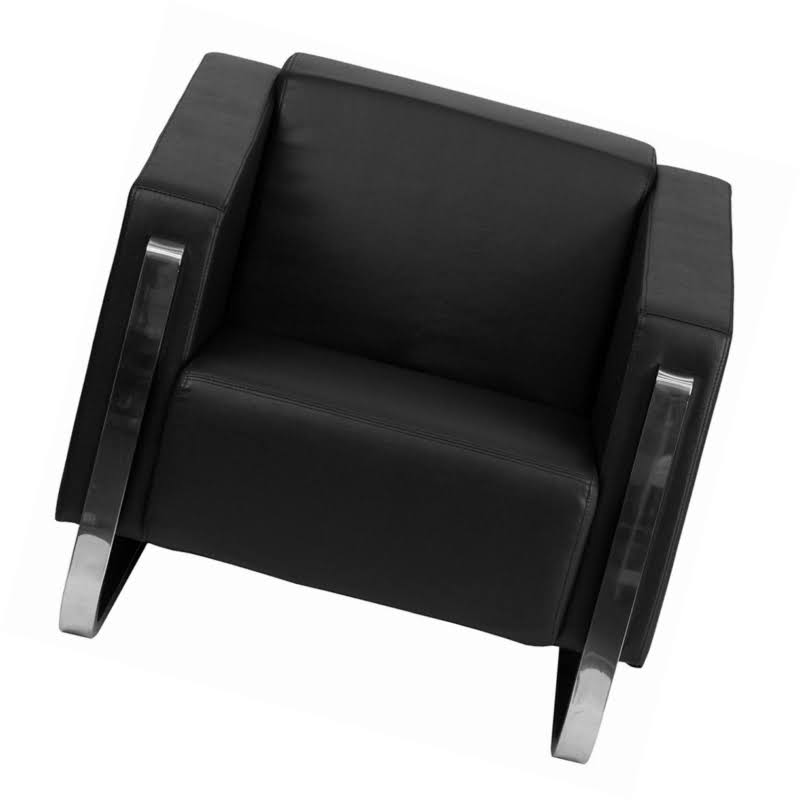Black Leather Chair with Stainless Steel Frame N223