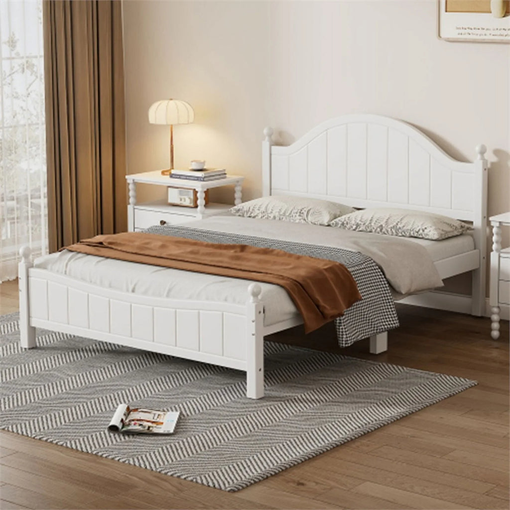 Solid Wood Queen Bed White U461334