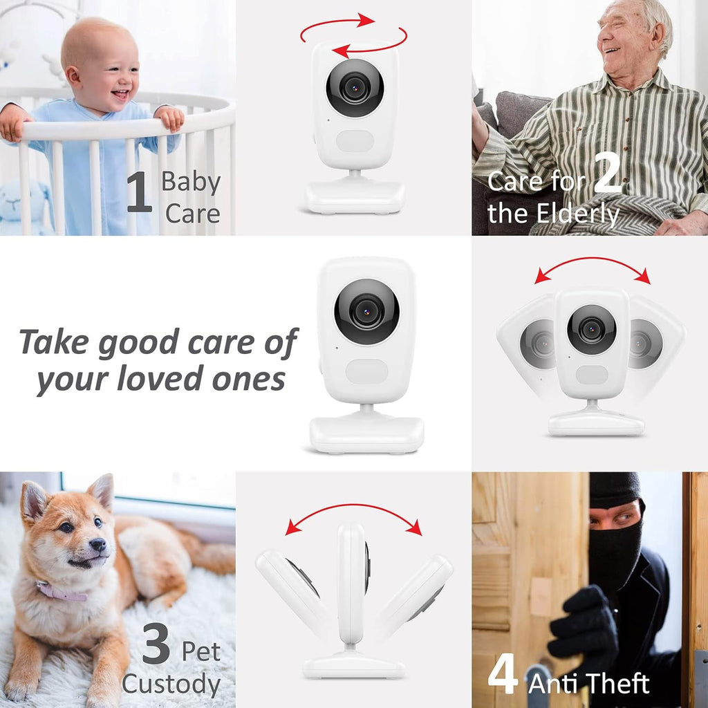 Baby Monitor w/ 2 Cam, 1000ft Range, Auto Night Vision Cam Q332156