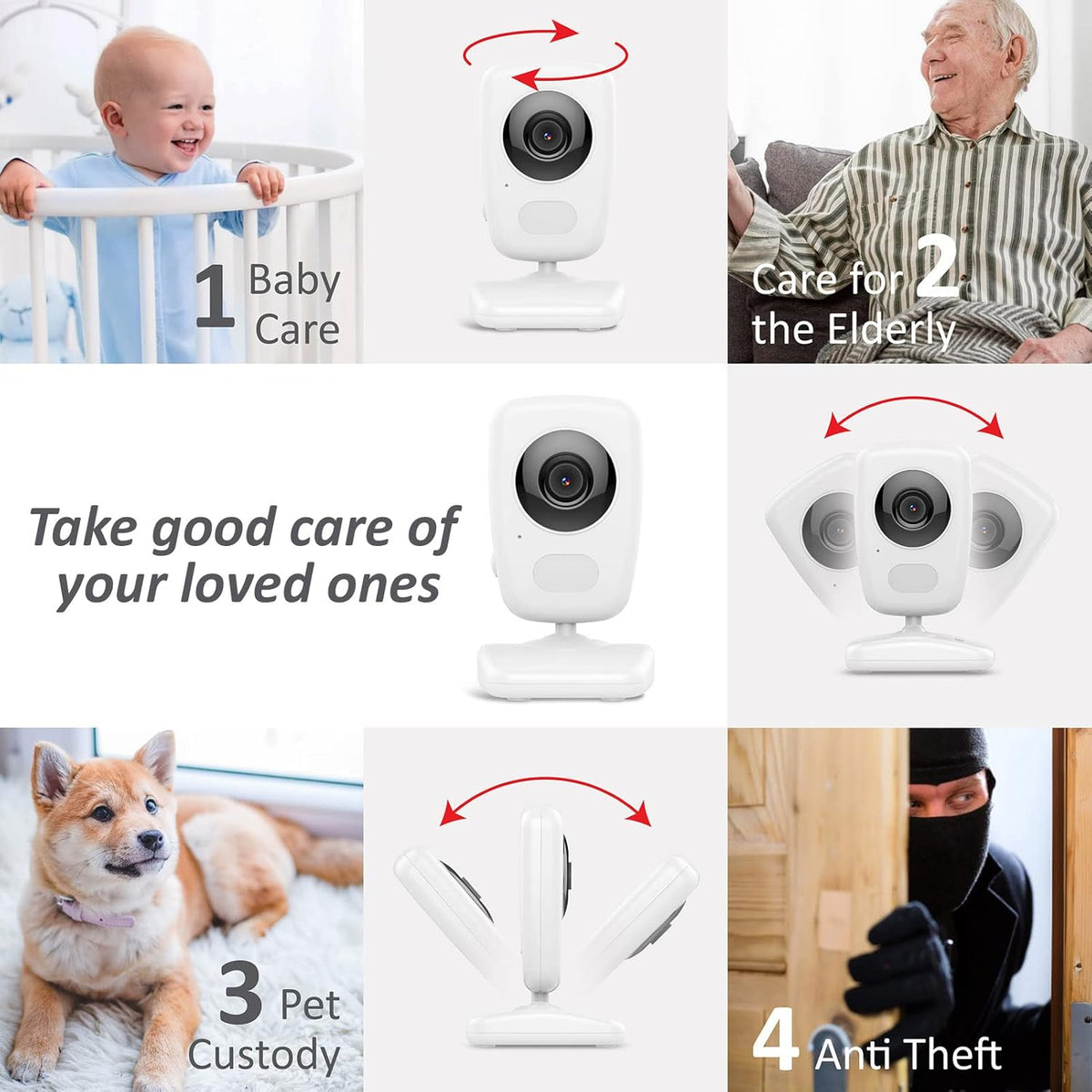 Baby Monitor w/ 2 Cam, 1000ft Range, Auto Night Vision Cam Q332156
