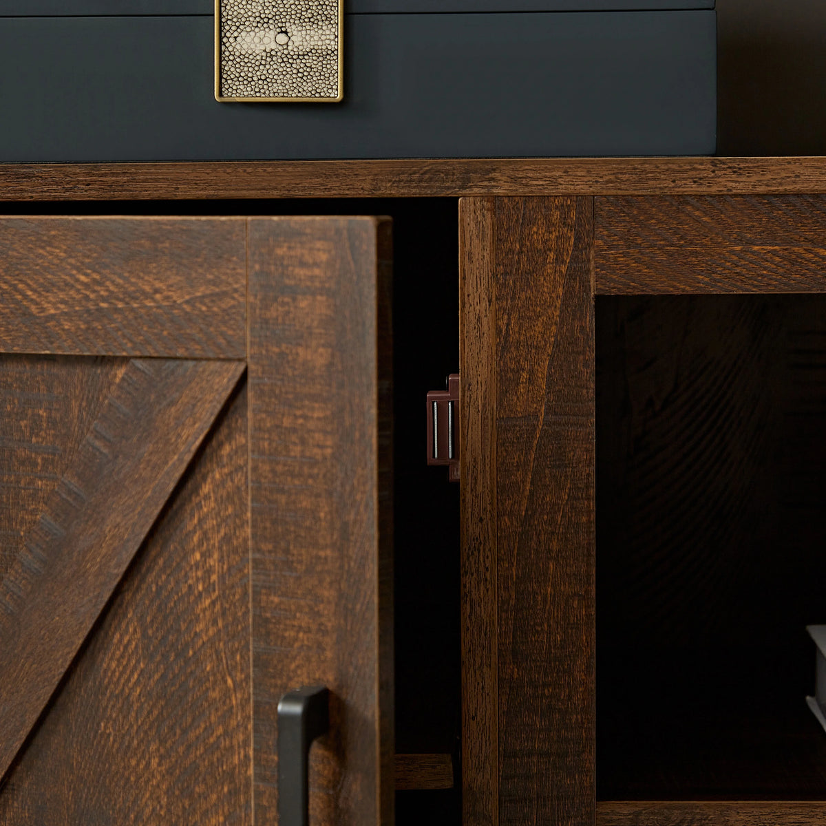 Espresso TV Media Stand with Open Shelves and Closed Cabinets R260