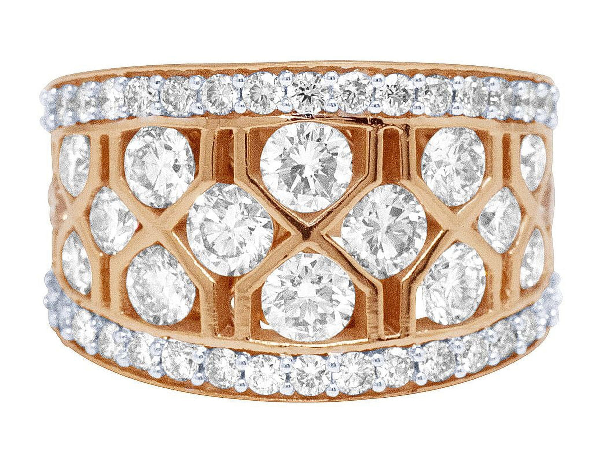 Geometric Mesh Diamond Band Ring Q518