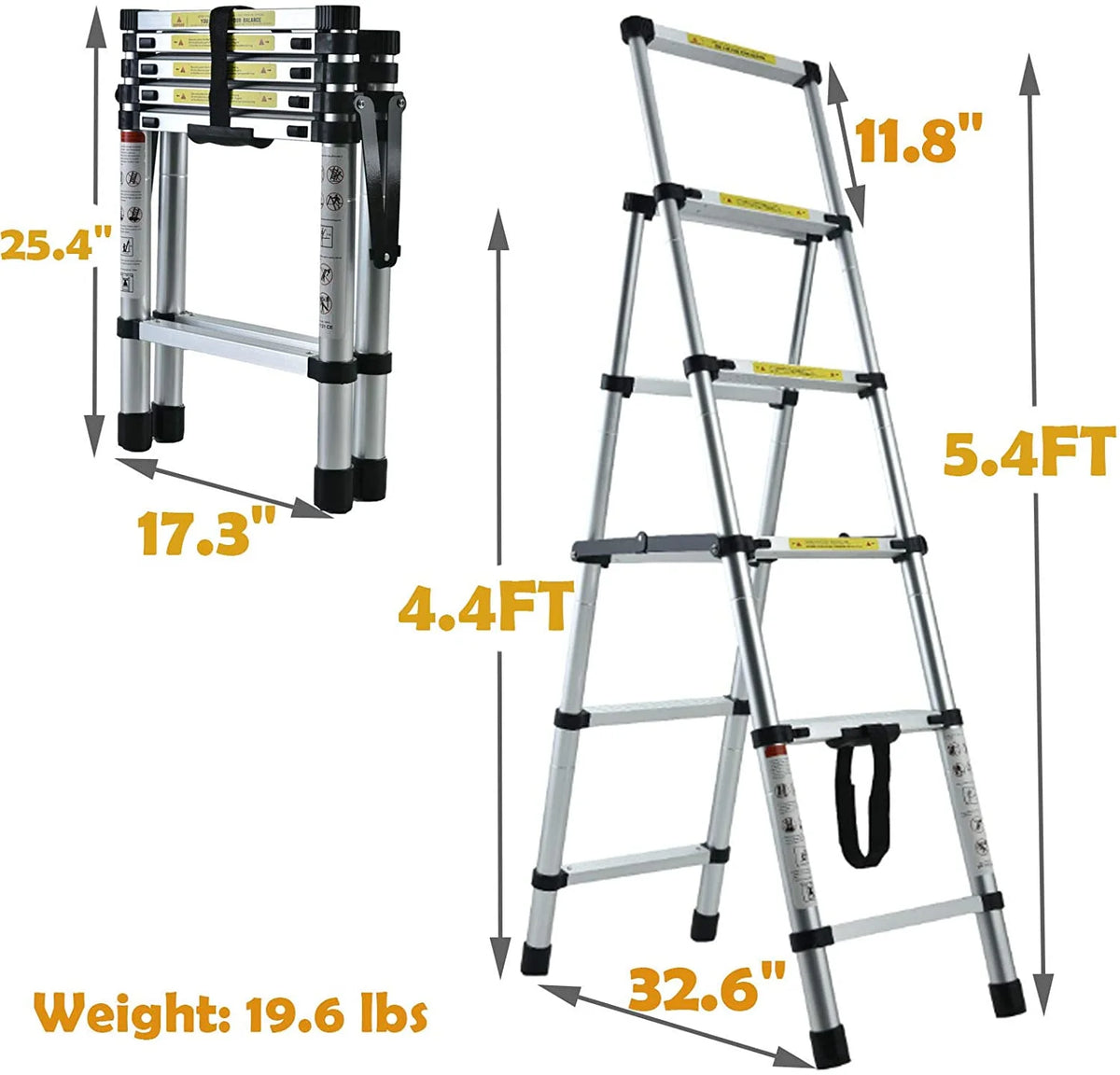 4.5FT A-Frame Aluminum Extension Ladder Anti-Slip 4+5 Steps Telescoping Collapsible Ladder B3813