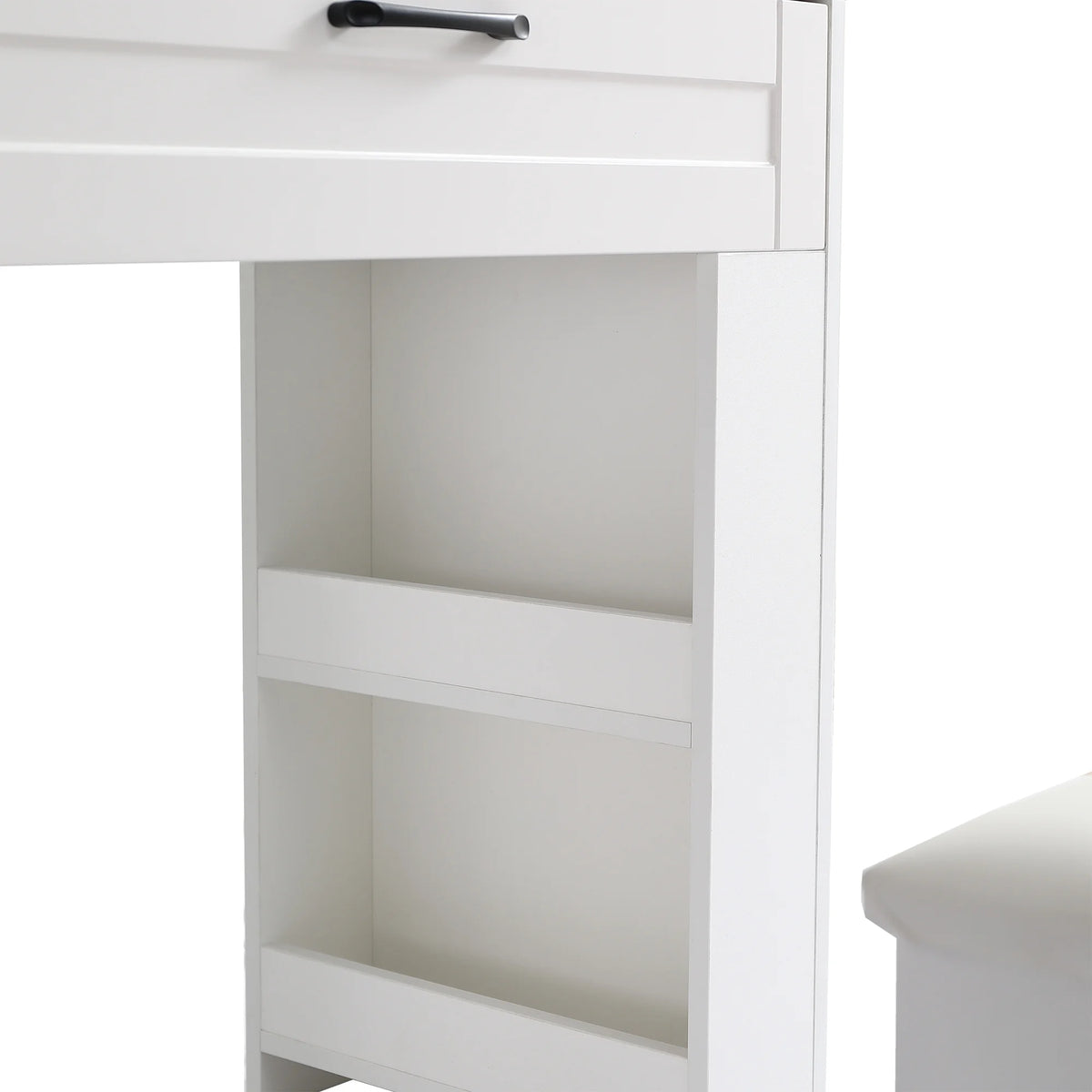 White Vanity Table with Lighted Mirror and Stool P9005