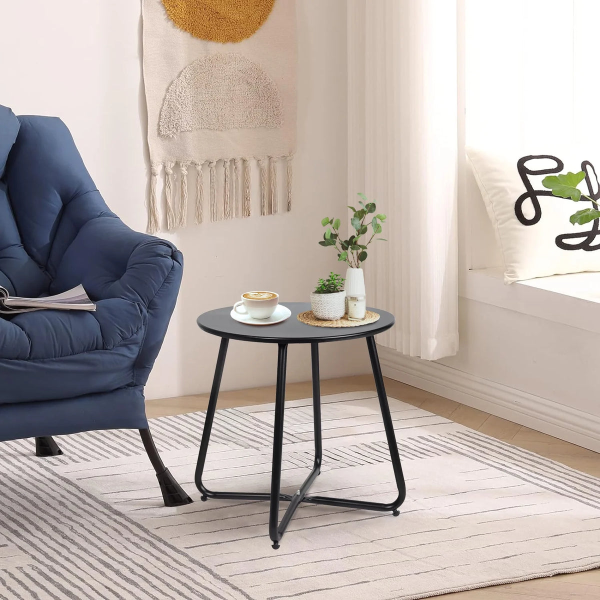 Metal Round End Table, Anti-Rust Waterproof Side Table G871247