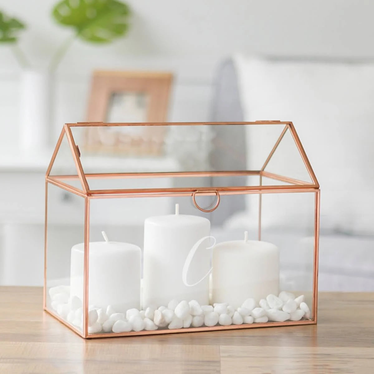 Rose Gold Glass Terrarium Card Holder O4391