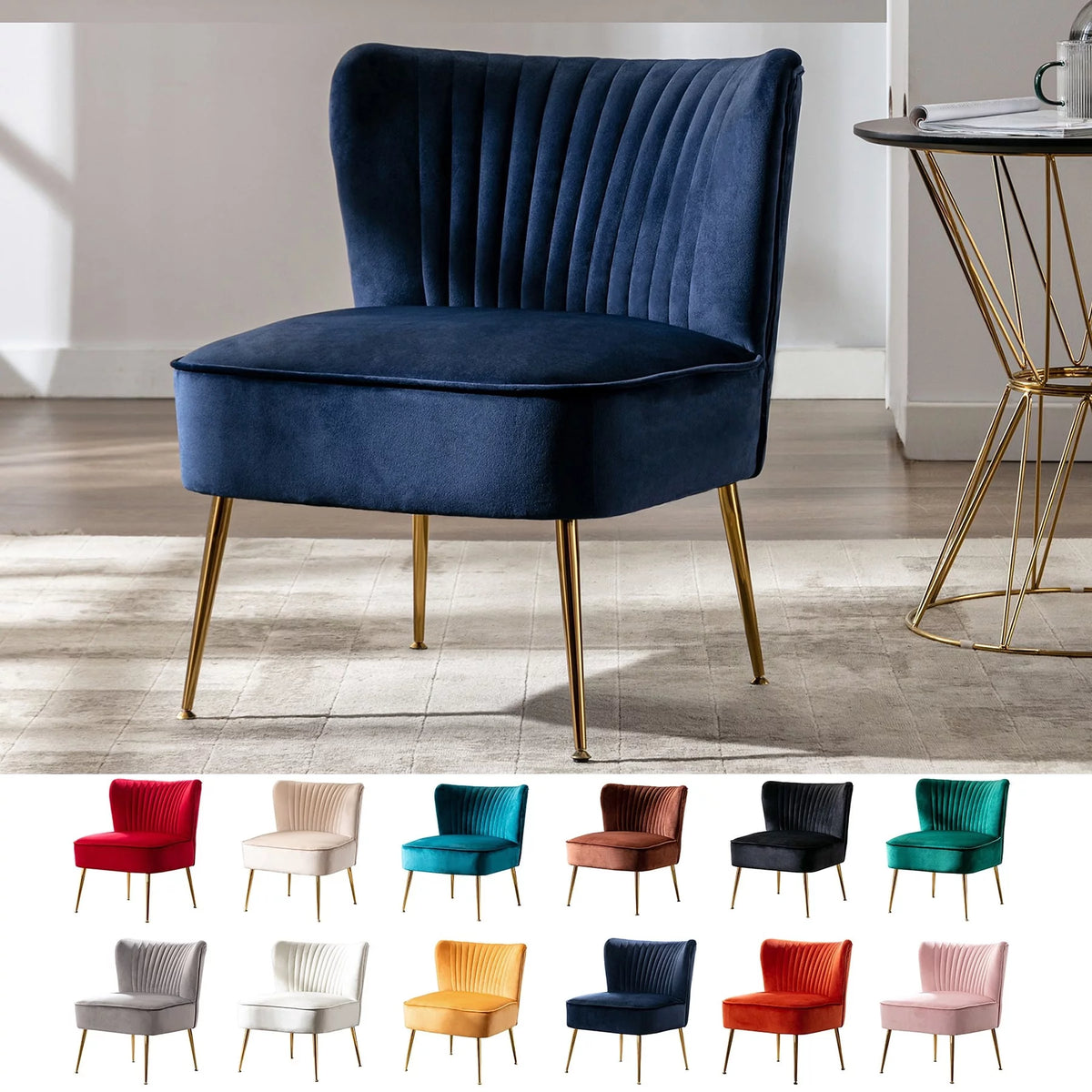 Green Velvet Upholstered Accent Chair E115290