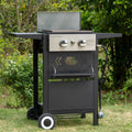 2-Burner Propane Grill and Griddle Cooking Station with Side Shelves Black H5598