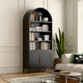 73 in Tall Black 5-Tier Metal Arched Bookcase with Doors V738