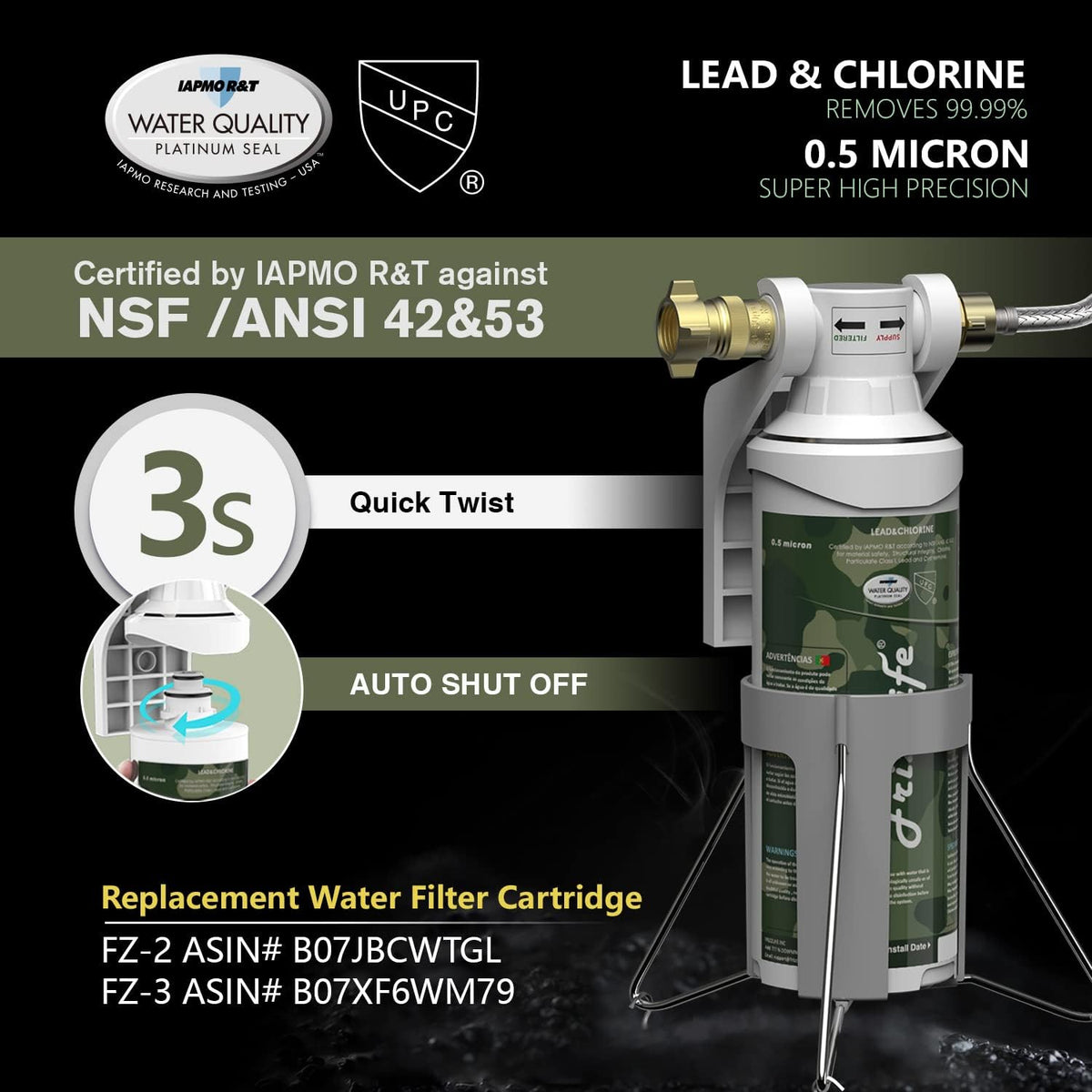 RV Inline Hose Water Filter 0.5 Micron with Pressure Regulator T550761