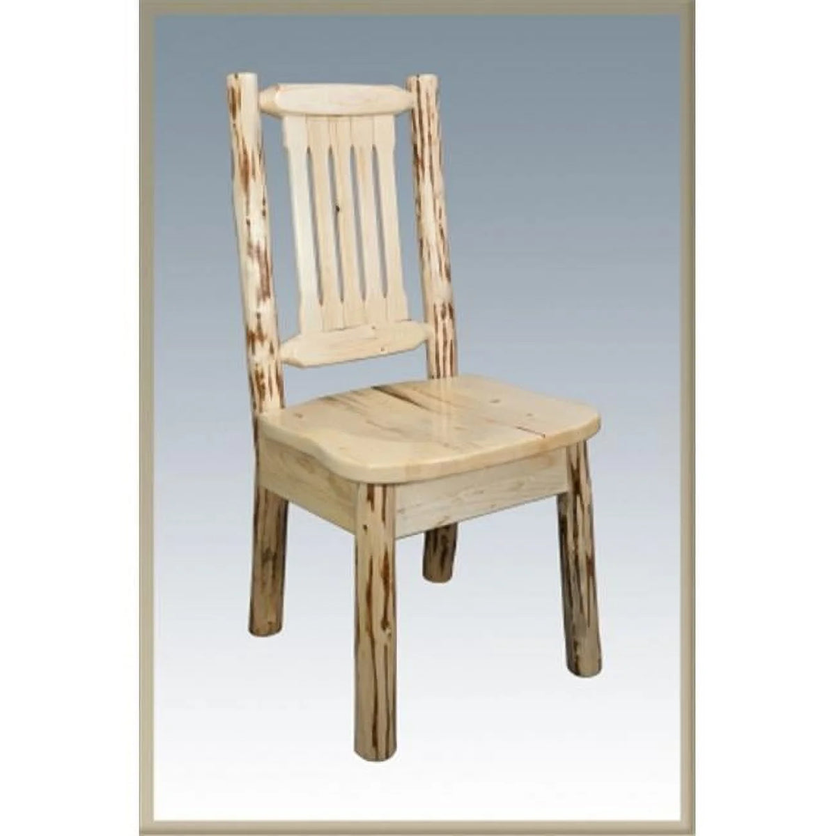 Wood Side Chair with Wooden Seat in Natural R47669