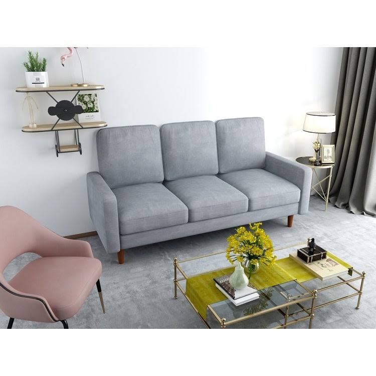 Grey Velvet Square Arm Sofa H63394