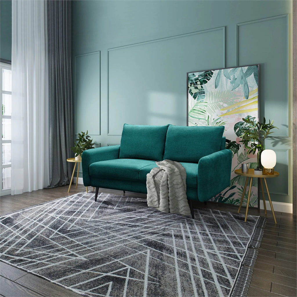 Teal Blue Fabric Loveseat U9388