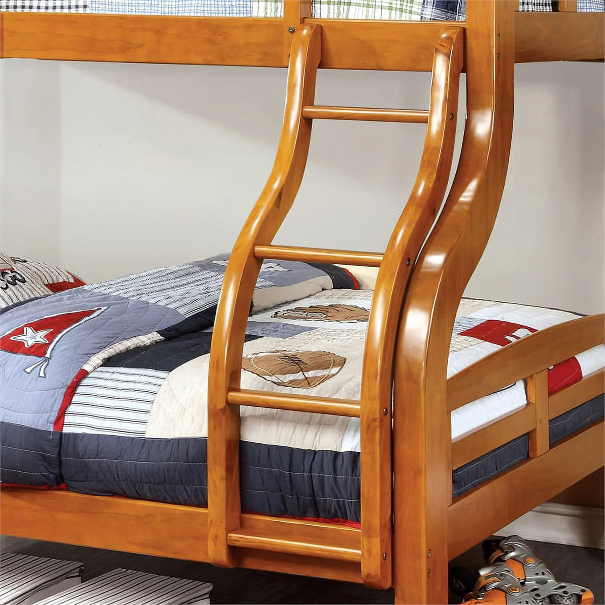 Oak Wood Twin over Full Bunk Bed D224
