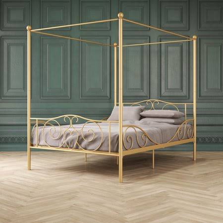 Gold Full Size Metal Canopy Bed Frame A34520