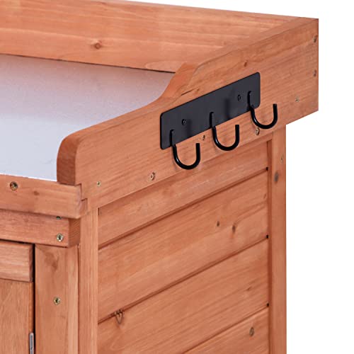 39" Grey Outdoor Wooden Storage Cabinet with Metal Tabletop O9953
