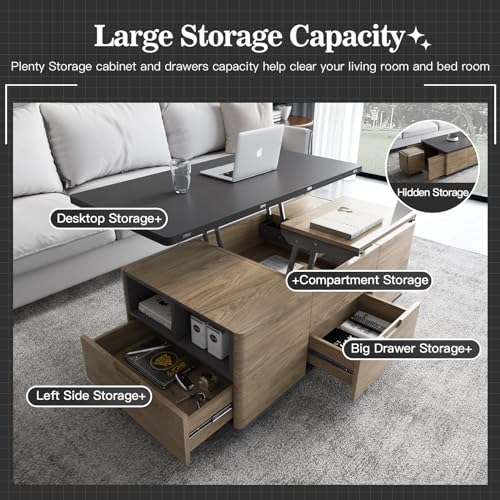 Grey Lift-Top Coffee Table with 4 Stools D97462