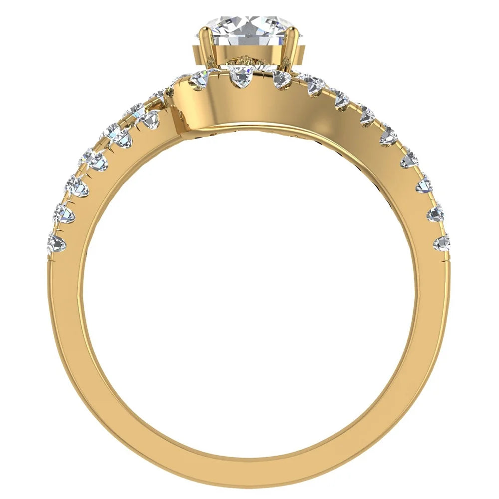 14K Gold Diamond Ring Ocean Wave Style 1.25 CT A7245