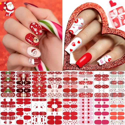 16 Sheets Holiday Nail Wraps Stickers with 2 Pcs Nail Files G2755