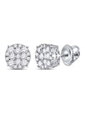 14kt White Gold Round Diamond Cluster Stud Earrings 1/2 Cttw V720