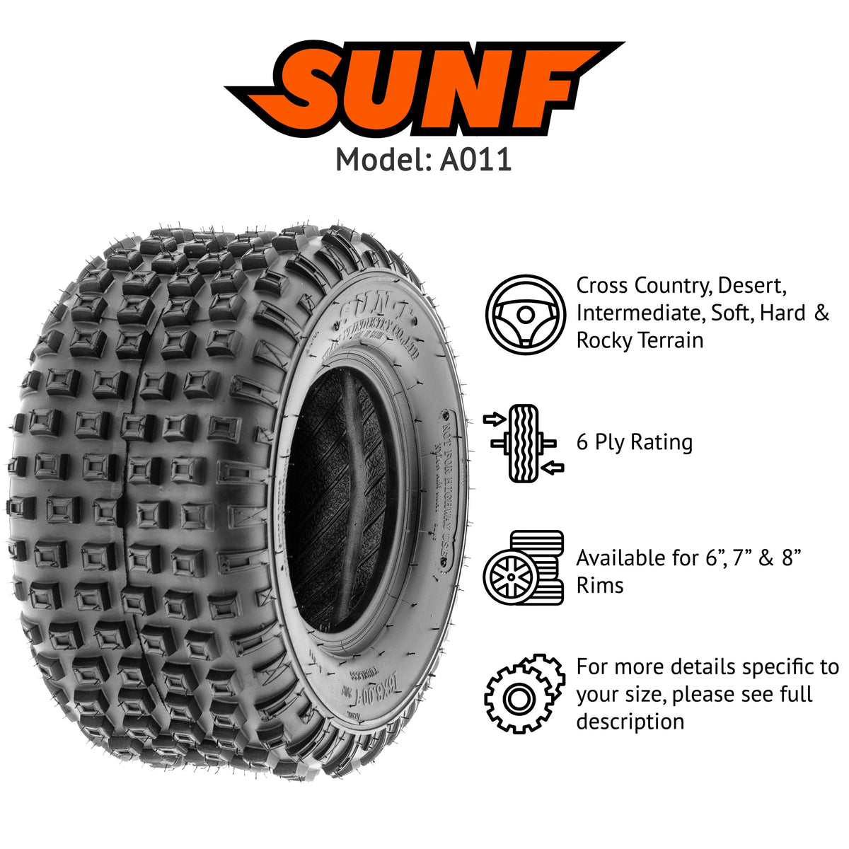 22x11-8 Lawn Mower ATV UTV Tires Set of 4 R358