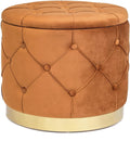 Orange Velvet Round Storage Ottoman U572