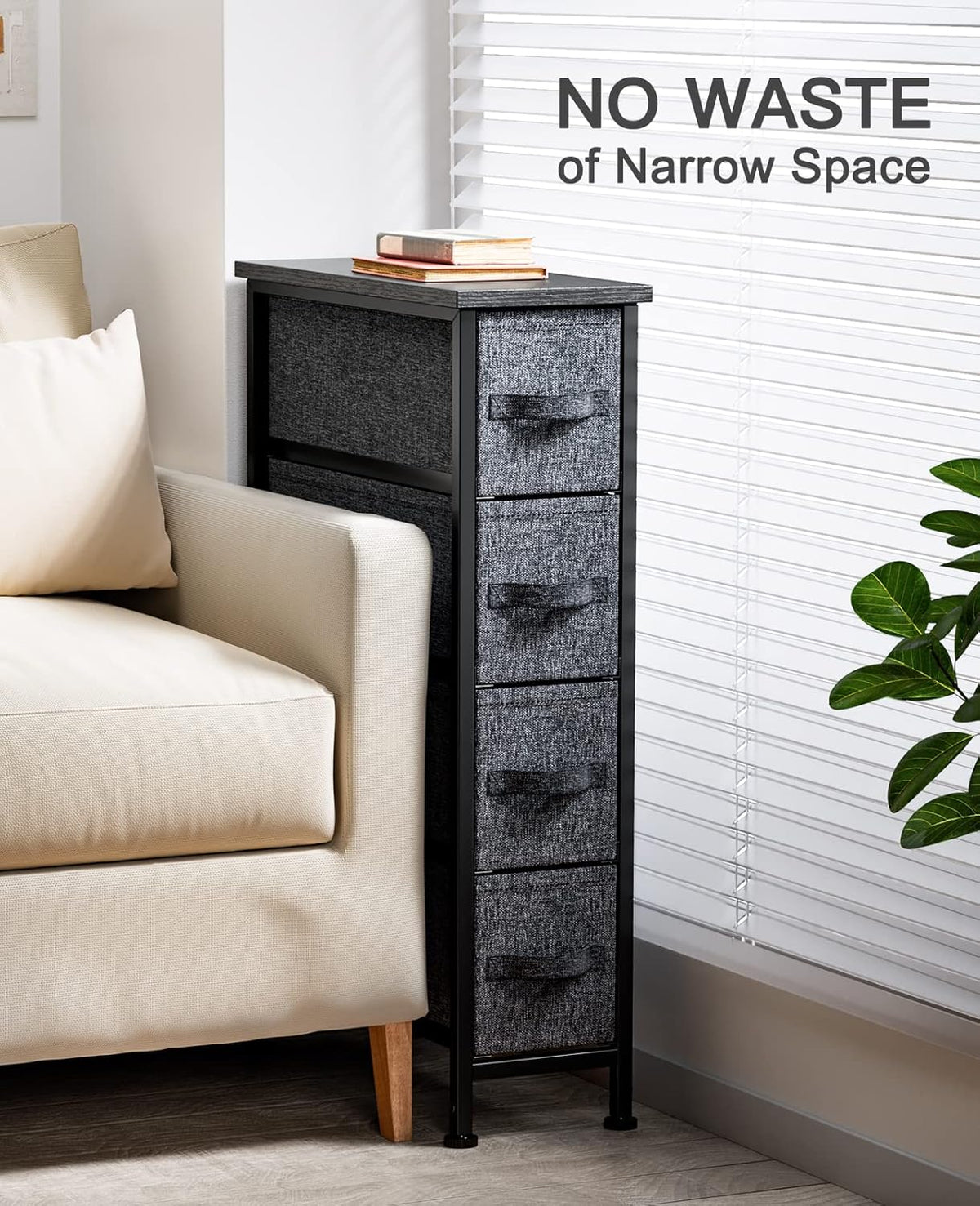 Black Fabric Dresser with 4 Drawer Q986