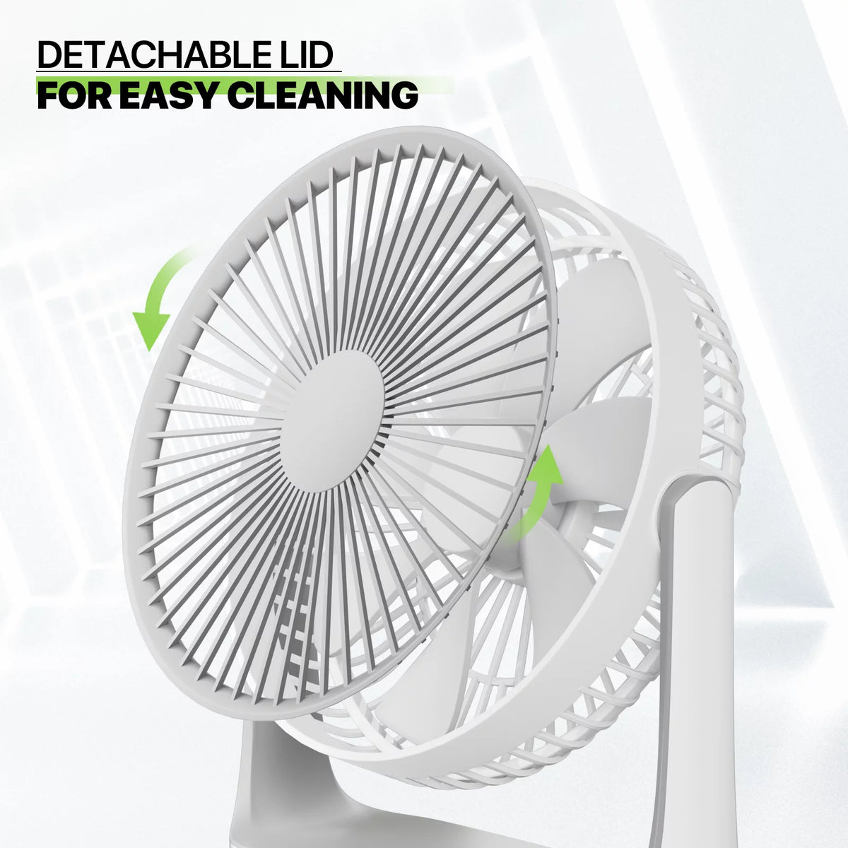 USB Desktop Fan, Rechargeable Wall Mounted Hanging Fan with LED Light, White E403025