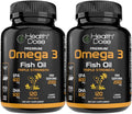 Lemon-Flavored Omega 3 Fish Oil Softgels with EPA & DHA, 120 Softgels, Pack of 2 S643933
