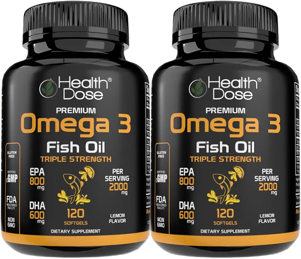 Lemon-Flavored Omega 3 Fish Oil Softgels with EPA & DHA, 120 Softgels, Pack of 2 S643933