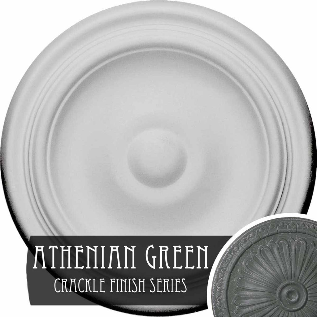 9 5/8x22OD x 1 1/8x22P Ceiling Medallion Hand-Painted Athenian Green Crackle Q2933