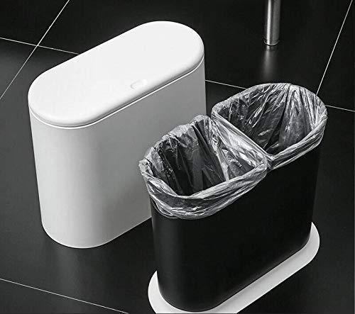 12 Liter White Plastic Trash Can with Press Top Lid I6547