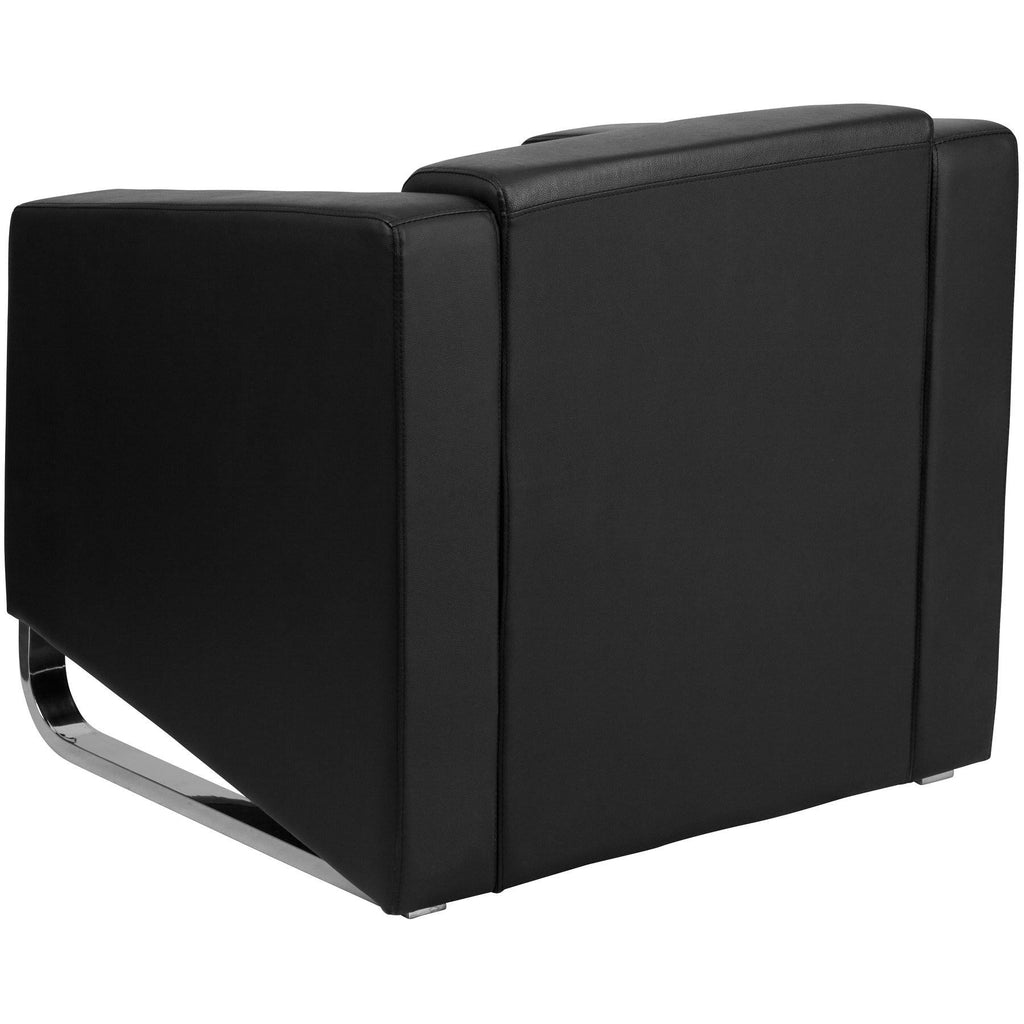 Black Leather Chair with Stainless Steel Frame N223