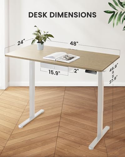 Electric Standing Desk with Drawer, 48 x 24 Adjustable Standing Desk with Storage F352694