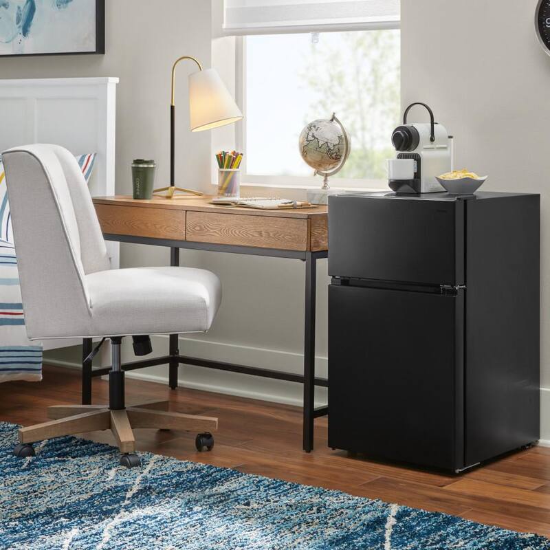 2 Door Mini Refrigerator in Black with Freezer W69085