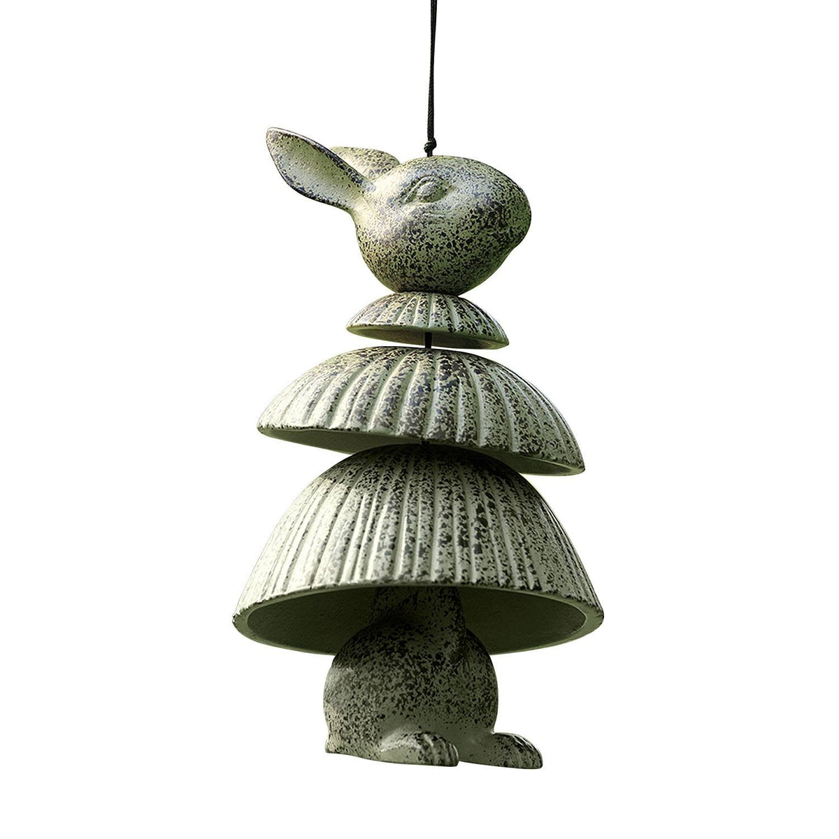 Rabbit Wind Chime, Cast Aluminum Verdigris Finish, 11x22 K47141