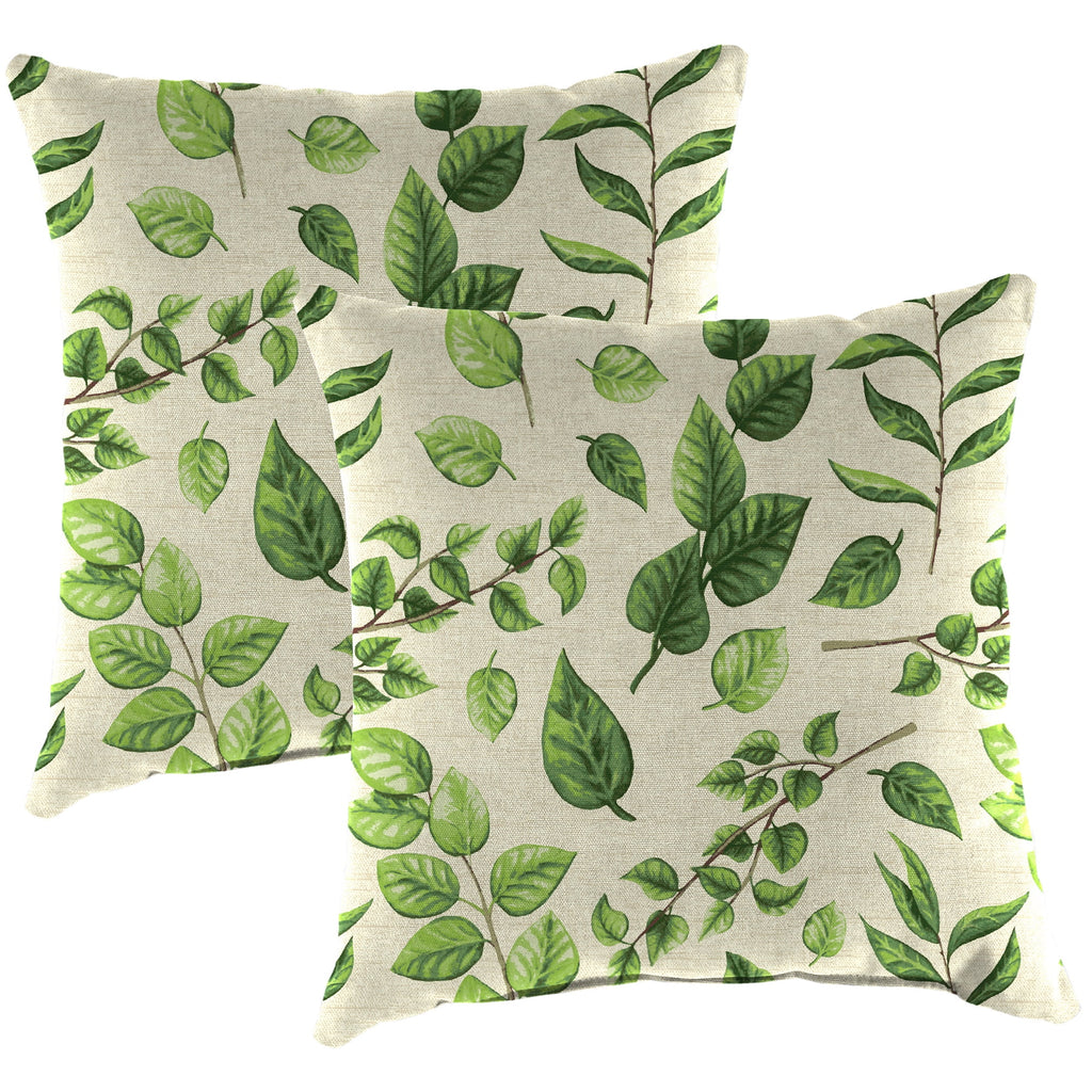 Green Leaves Square Outdoor Throw Pillow 2 Pack C57749