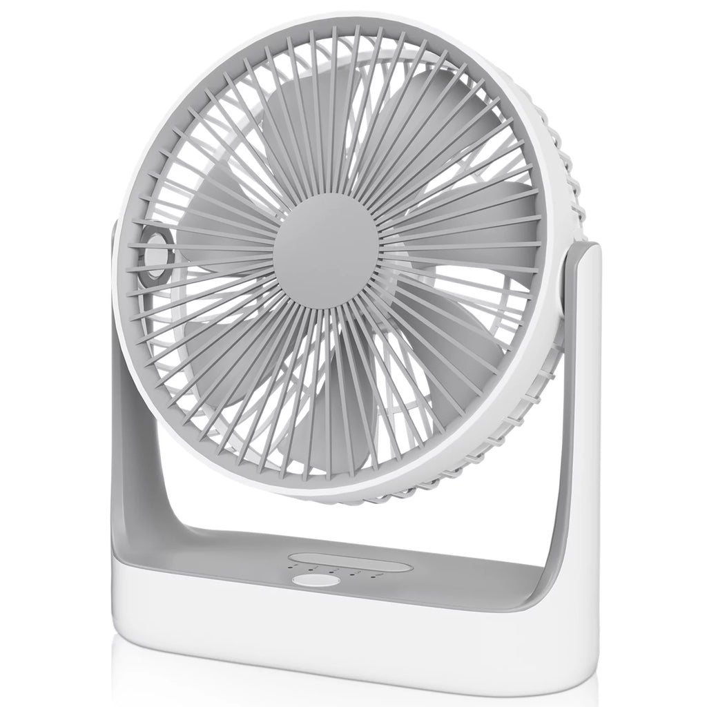USB Desktop Fan, Rechargeable Wall Mounted Hanging Fan with LED Light, White E403025
