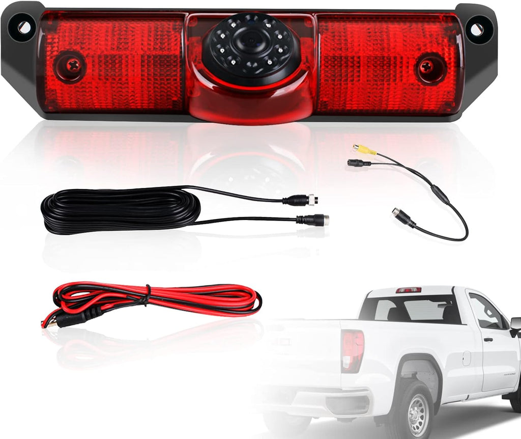 Rear View Backup Camera with Third Brake Light Waterproof Night Vision Reverse Camera Built-in Microphone Pack of 2 A3797