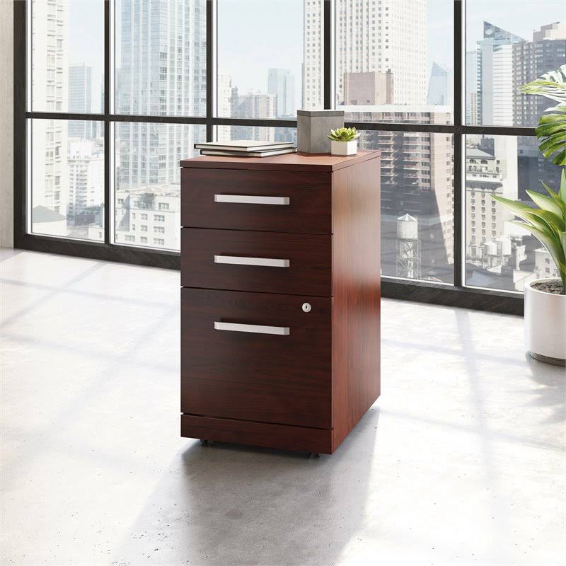 Engineered Wood 3-Drawers Mobile File Cabinet Cherry M9886