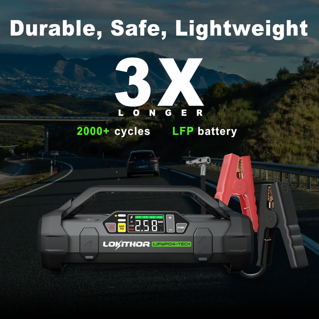 Jump Starter with Air Compressor, 3000Amp 12V Lithium Iron Phosphate Car Starter Battery, 150 PSI Tire Inflator with Digital Screen Y5171